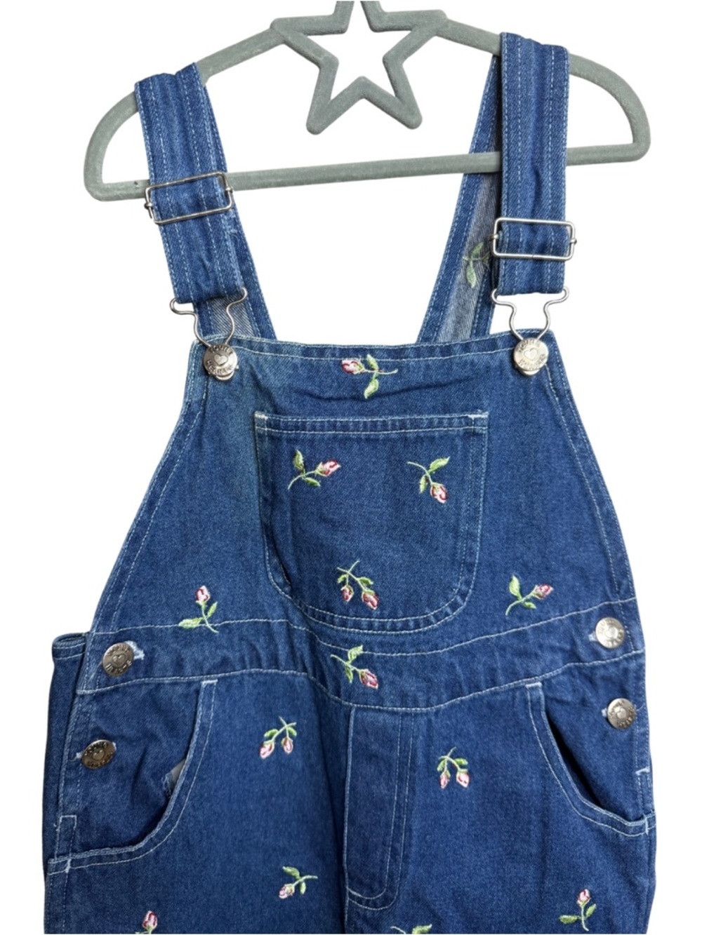 Vintage Young Hearts Denim Embroidered Floral Overalls Size 6X